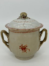 Antique Chinese Export Double Handle Covered Sugar Bowl