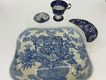 Antique & Vintage Mixed Collection Of Calico Crownford Stafforddshire China, Delf & Serving Ware