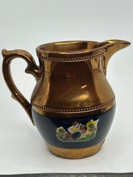 Antique English Copper Luster Ware Pitcher - Man With His Dog