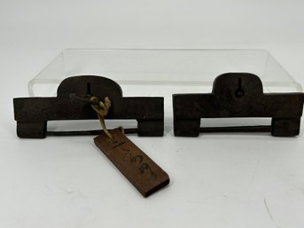 Pair Of 2 Antique Chinese Locks And Key