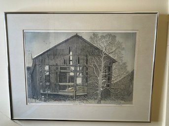 Winter Barn II Signed By G. Hardy Framed & Matted.
