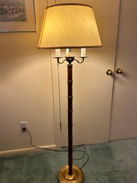 Brass Base Bamboo Style Shaft- 4 Bulb, Adjustable Setting Floor Lamp