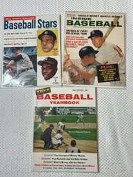 Vintage 1960 Baseball Stars, 1961 Baseball Yearbook & 1965 Inside Baseball Magazine