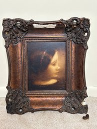 Antique Signed Oil Portrait Painting Of  A Young Girl