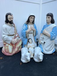 Vintage Empire Christmas Blowmolds Navity Jesus Mary Joseph Sheep Disciple Shepherd  Yard Decor