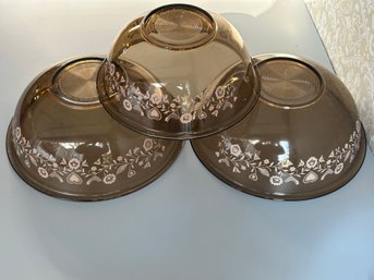 Clear Tinted Glass Pyrex Corning Wear Bowls