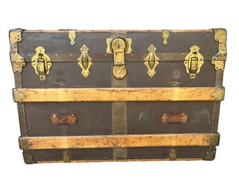 Antique Henry Likly & Co Makers Trunk Formerly Owned By Ernest E. Quantrell