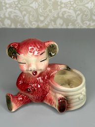 Mid Century Laughing Teddy Bear Or Pig Planter