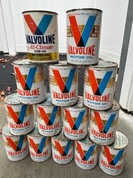 Collection Of 14 Vintage Valvoline Motor Oil Cans