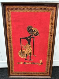 African Or Indonesian Fabric Tapestry Applied To Plywood