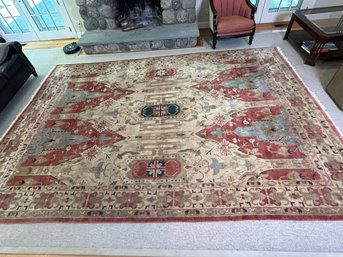 Oriental Hand-Knotted Transitional Tribal Area Rug, Thick Wool 10'x14'