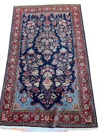 Genuine Hand Woven Oriental Rug From Iran 6' 11'x 4' In Blue, Red & Black