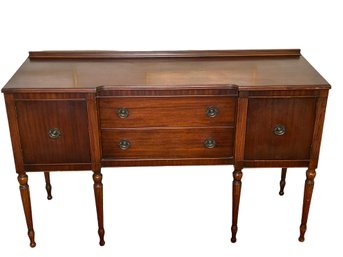 Vintage Edwardian Sideboard With Fluted Legs, 2-Drawers, 2-Cabinets, C. 1930