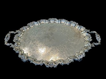 Ornate Silver Plate Serving Platter Made Expressly For The Bailey Banks & Biddle Co.