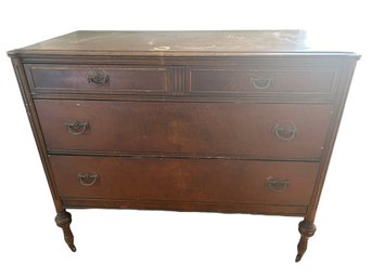 Vintage Edwardian Dresser With Fluted Legs, 3-Drawers & Casters Circa 1930
