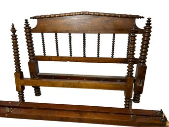 Early 20th Century Antique Heirloom Farmhouse Spool Bed Frame, Full