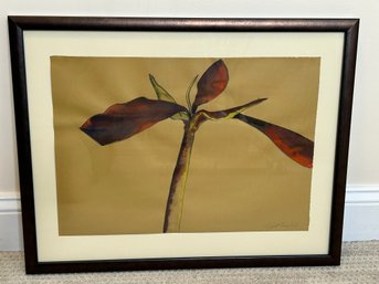 Pencil Signed Watercolor, Framed Art On Rough Cut Paper