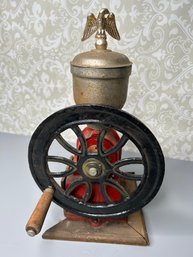 Antique Cast Iron Single Wheel Manual Coffee Grinder