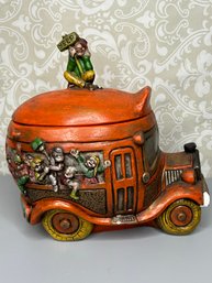 Signed Joann Dowgird Original School Bus Cookie Jar