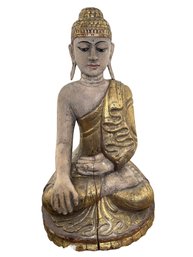 Large Hand Carved Wood Thai Sitting Buddha 27' Tall