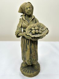 N. Busa Caltagivone Italian Woman Holding Fruit Basket 7' Figure
