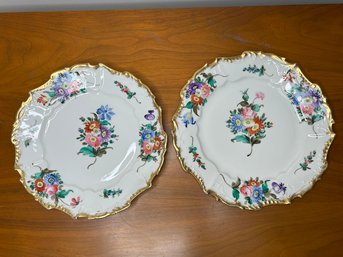 A Schmidt & Sons Floral Rim & Center Scalloped Edged Plates