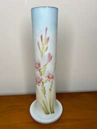 Large Vintage  White Floral Pattern Bud Vase
