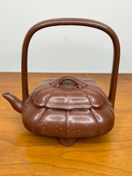 Miniature Chinese Footed Teapot With A Ribbed Pattern