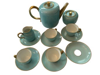 Vintage Tiffany Blue & Gold Gilt Richard Ginori Tea Set C. 1939