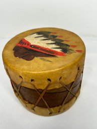 Vintage Native American Indian Head Handmade Tom Tom Toy Drum