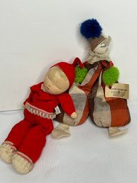 Antique Cloth Toy Dolls: Japanese Shackman Doll & Tippo The Hand Painted Clown Filled With Mother Or Pearl
