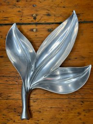 Signed Bruce Fox Royal Hickman Aluminum Leaf Dish RH-10