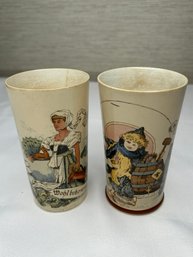 Vintage German Villeroy & Bochs Mettlach Porcelain Beer Beaker Cups