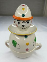 Vintage Clown Breakfast Egg Cup 5 Piece Tea Set