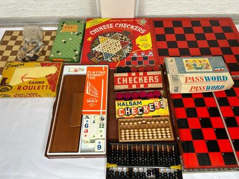 Vintage Chinese Checkers, Chess, Roulette, Abacus Board Game Lot