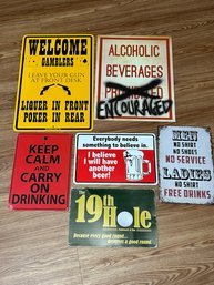 Collection Of 6 Metal Novelty Signs- Man Cave Items