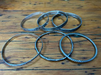 Collection Of 6 Sterling Silver Bangle Bracelets- 2 Designed By Danecraft