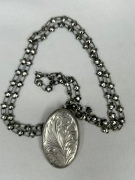 Antique Hallmarked OPS Sterling Silver Locket Necklace