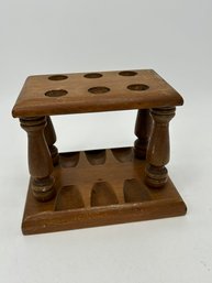 Vintage Wood Pipe Rack/stand - 6 Slots