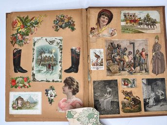 Antique Album Of Die Cuts And Ephemera- RARE 1887 Black Americana Dixons Stove Polish AD