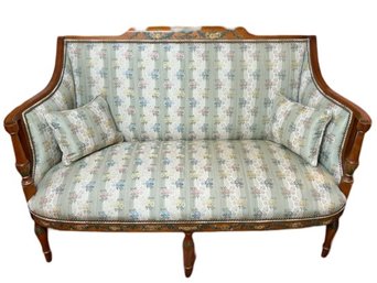 Louis XVI Style Hand Painted Satin Top Settee Love Seat By Southwood Stickley