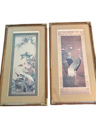 Pair Of Asian Crane Art Prints