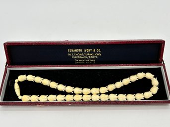 Vintage Sunamoto Ivory & Co Rose Carved Necklace- Tokyo