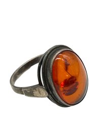 Sterling Silver & Amber Ring SIze 8.5