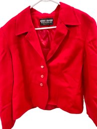 Herbert Grossman Red Blazer Size 14 100% Wool/Laine