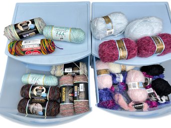 Collection Of Yarn In Sterlite Storage Bins