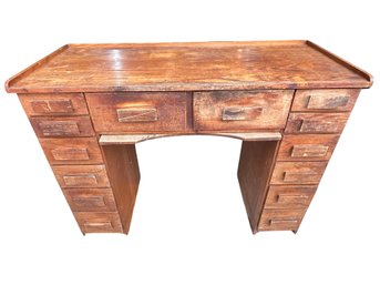 Vintage Colonist Craft Style 14 Drawer Sold Maple Desk