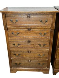 Antique Carved Tiger Oak Eastlake Style 5-Drawer Dresser Circa 1930