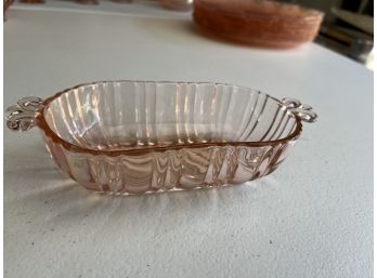 Pink Depression Glass Pickle Dish