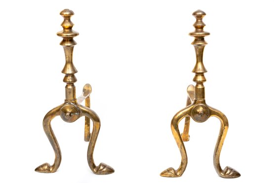 Small Victorian Brass Fire Dogs